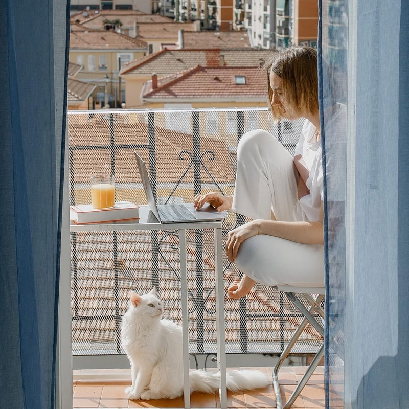 Shappy Balcony Net for Pets 16.5 ft x 2.5 ft Anti Fall Cat Dogs Netting Balcony Mesh Fence Net Screen Protection Crib Mesh for Pets Patios Stairway Clear Stair Banister Guard Apartment(White) - Image 3